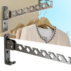 Hem Hopfällbar Torkkrok Halkfri Aluminiumlegering Infällbar Väggmonterad Galgeställ Klädkrokar för Hemmet