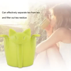 Hemmakontor Söt Kattformad Silikon Teinfuser Tesil Filter Teservis Tillbehör Grön
