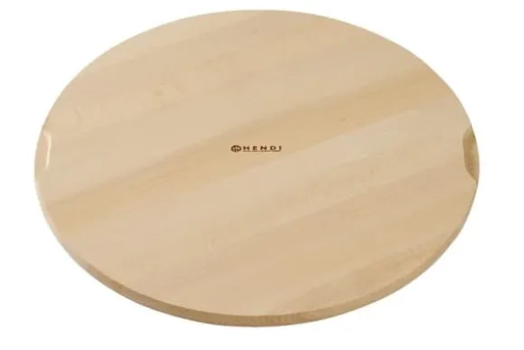 HENDI pizzabräda ⌀35 cm, bokträ, med spår för skärning