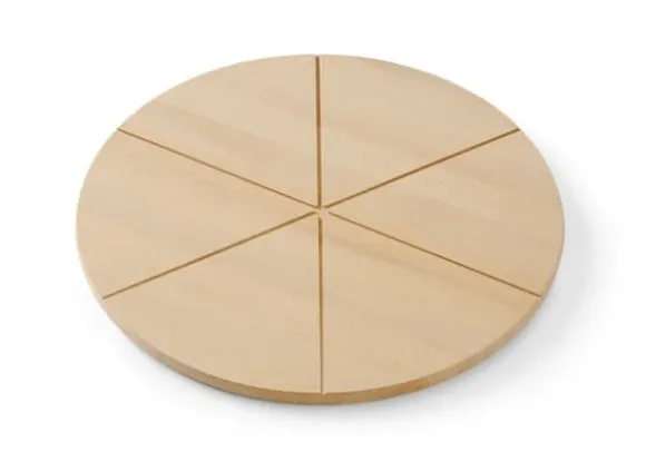 HENDI pizzabräda ⌀35 cm, bokträ, med spår för skärning