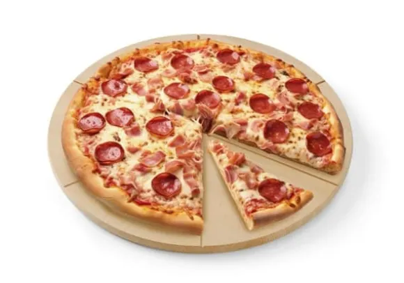HENDI pizzabräda ⌀35 cm, bokträ, med spår för skärning