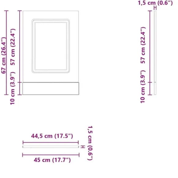 Högglans vit diskmaskinspanel i konstruerat trä | Storlek: 45x1,5x67 cm