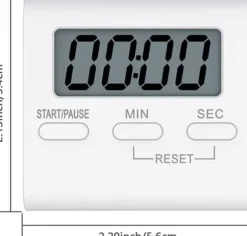 Högljudd digital timer med magnet - För ugn, kök och träning - Lättavläst fyrkantig display