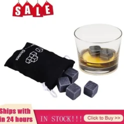 HK00362-Återanvändbara kylande whiskystenar. 6 stycken. isstenar. naturstenar. Bar. vin. bröllopspresent