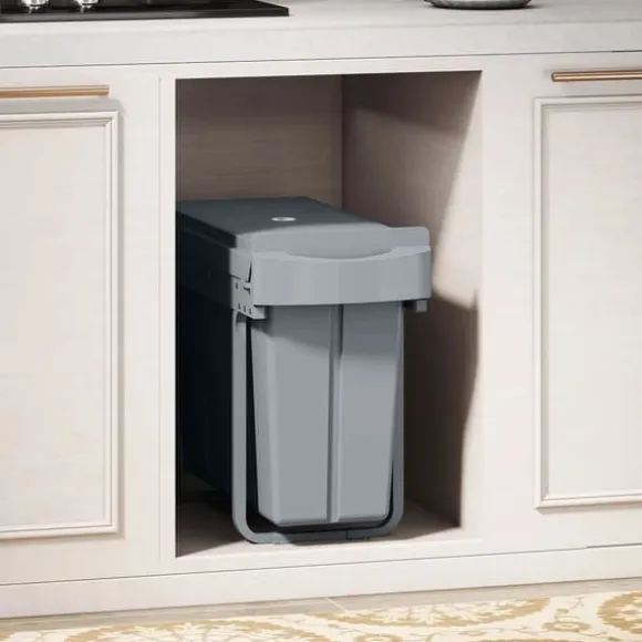 HOMCOM Utdragbar Sopkorg för Underskåp, Köksbehållare med 2 Hinkar (20L+10L), Metall/Plast, Grå