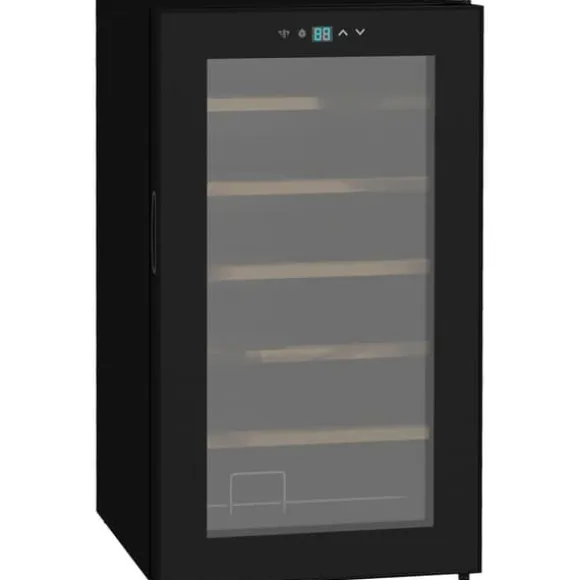 HOMCOM Vinkylskåp, 65 L Dryckeskyl för 24 Flaskor, Flaskkyl, Vinklimaskåp med Invändig Belysning, 5-20°C, Touch, Svart