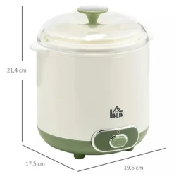 HOMCOM Yoghurtmaskin Vit Plast 1,5L med Sil - Perfekt för Grekisk Yoghurt