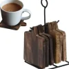 Home Styling Collection Muggplatta i trä 6 st + metallställ