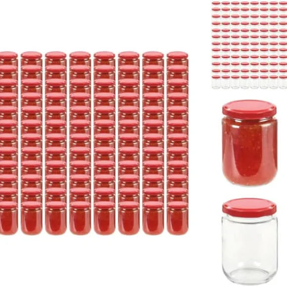 Honungsburkar - Living Syltburkar i glas med röda lock 96 st 230 ml