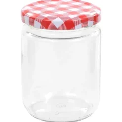 Honungsburkar - Living Syltburkar i glas med vita och röda lock 96 st 230 ml