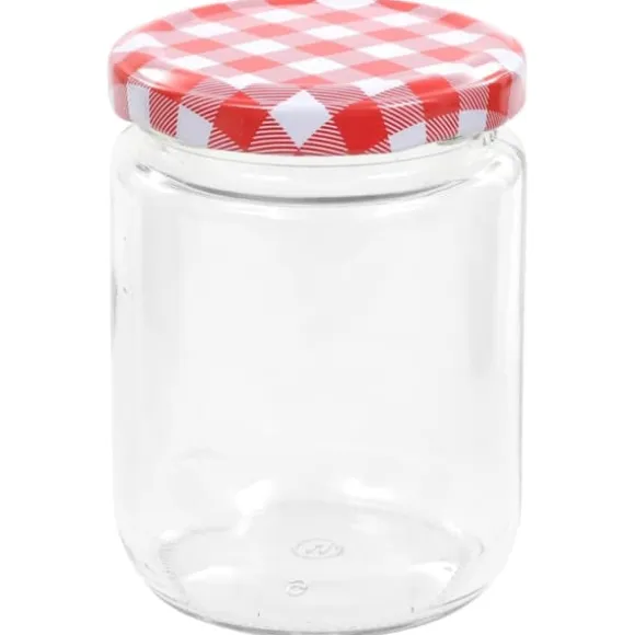 Honungsburkar - Living Syltburkar i glas med vita och röda lock 96 st 230 ml