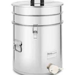 Honungssettler med sil, lock och ventil, STÅL, 30 l