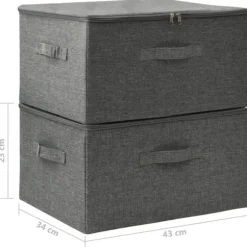 Hopfällbara förvaringslådor i tyg - Förvaringslösning | Färg: Antracit | Storlek: 43x34x23 cm | 2 st