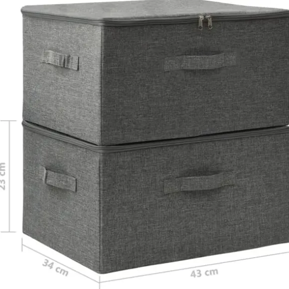 Hopfällbara förvaringslådor i tyg - Förvaringslösning | Färg: Antracit | Storlek: 43x34x23 cm | 2 st