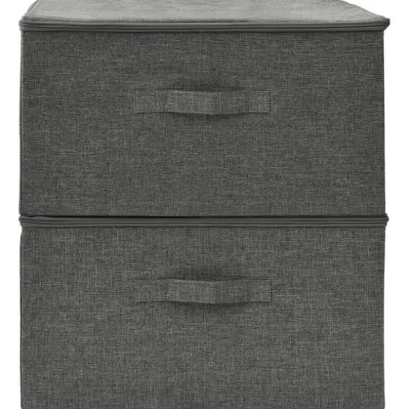 Hopfällbara förvaringslådor i tyg - Förvaringslösning | Färg: Antracit | Storlek: 43x34x23 cm | 2 st
