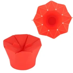 Hopfällbar mikrovågsugn popcornskål DIY silikon popcornmaskin hem köksverktyg röd