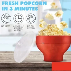 Hopfällbar Popcorn Maker skål - Gör popcorn i mikrovågsugnen - röd