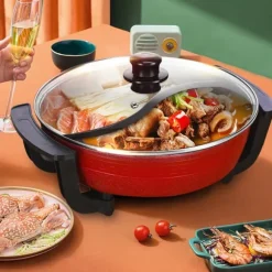 Hot Pot, 30,5 cm diameter, 1360W effekt, non-stick beläggning, flera temperaturinställningar, hållbar aluminiumkonstruktion