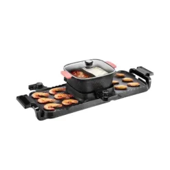 Hot Pot Grill 2300W, 2-i-1 Elektrisk, Rökfri med Avtagbar Kokplatta, Perfekt för Hem & Festbruk