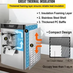 Hårdglassmaskin, Kommersiell 3,5-4,4 UK Gallon/H, Rostfritt Stål, Lång Livslängd, Energibesparande