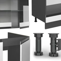 Hörnkök R-Line, 257 x 277 cm J-Shape, PT Ek, vit/antracit, Vicco