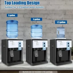 HS-09 varm- och kallvattenkylare, fristående toppmatad dispenser, för hem/kontor, svart