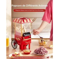 HUSNAT Retro Popcornmaskin 1200W Hälsosam och Lätt att Rengöra