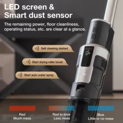 HW9 Pro Max - 2‑i‑1 dammsugare och golvtvättare - Sladdlös - Smart LED-skärm - Självrengöring - 220–240 V - EU-kontakt