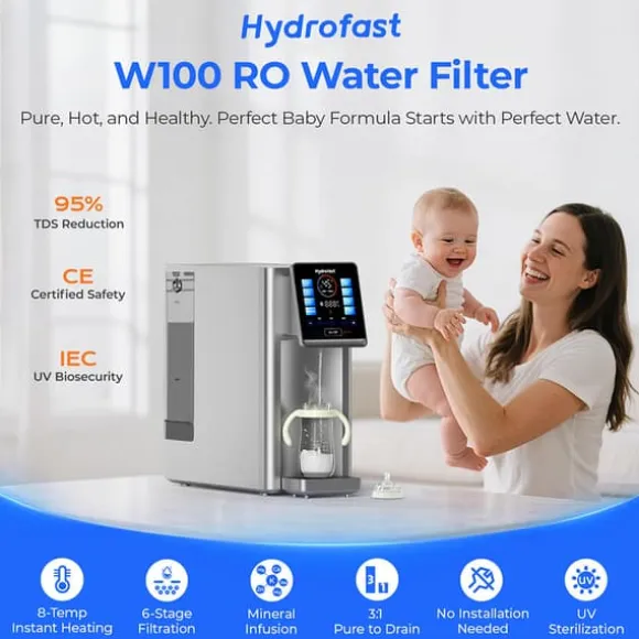 Hydrofast W100 vattenrenare - 8 temperaturinställningar RO-filtrering UV-sterilisering 4 liters tank 2200W omedelbart varmvatten