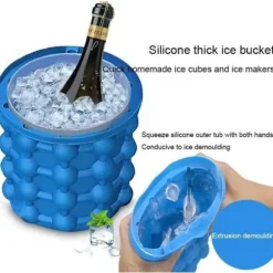 Ice Bucket Creative Silikon Ishink Bärbar iskubsform (2 i 1) Utrymmesbesparande iskubsmaskin, för läsk[671]