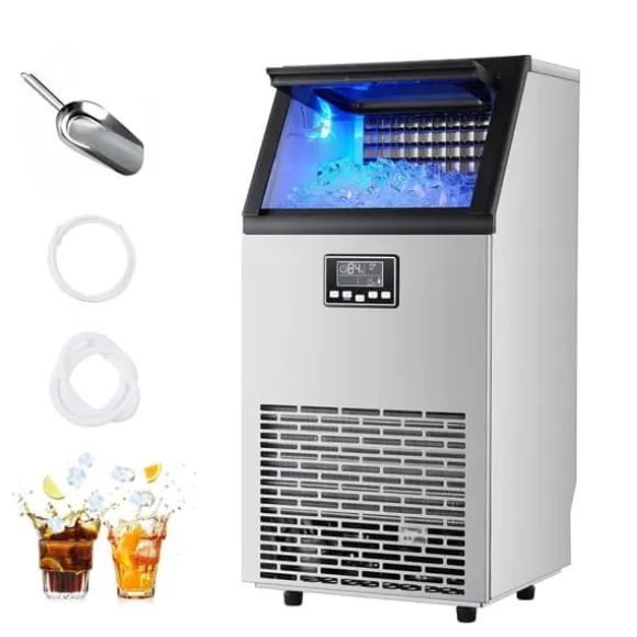 IJsblokjesmachine - Commerciële ijsmachine - Productie 45 kg/dag - Opslag 13 kg - Vrijstaand/onderbouw - Roestvrij staal - Zelfreinigend