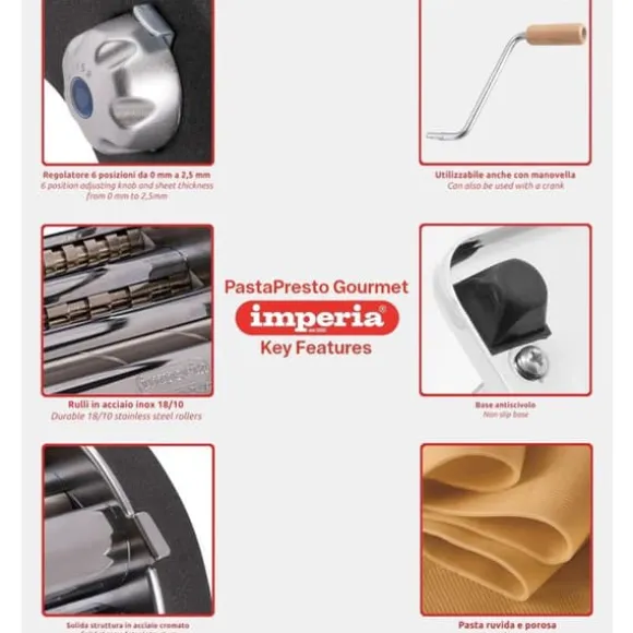 Imperia - PastaPresto Gourmet - Ruvida pasta fettuccine och lasagnesnitt 6,5/12 mm - Silver