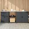 Industriellt köksförvaringsset med hylla och dörrar - 3 delar | Färg: Antracit | Storlek: 210x50x92 cm