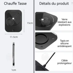 INN Koppvärmare 15x11,5x1cm Tre hastighetsinställningar För alla koppformer Snabb uppvärmning Stabil och hållbar svart
