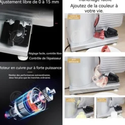INN Slicer 38x20x30cm 0-15mm 220V Små hushålls elektrisk köttkvarn Fruktskärare Grå nöt- och fårköttsskärare