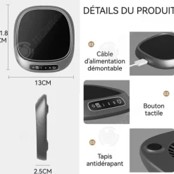 INN Uppvärmd Tasse 13x11,8x2,5cm Tre temperaturinställningar smart tidtagning snabb uppvärmning ingen koppval svart
