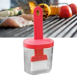 Integrerad silikonoljeflaskaborste Olivoljadispenserflaska med silikonborste för matlagning Bakning Grill Pickling Pink