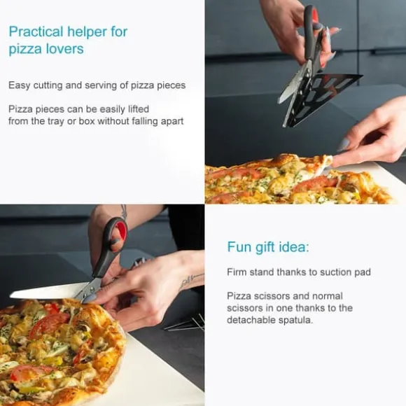2 i 1 pizzasax Blad i rostfritt stål med lyft och mjukt handtag - 27,5 x 8 cm - Pizzaskärare Pizzaskärare för ren skärning av pizza Flammkuchen