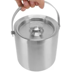 Ishink i rostfritt stål Dubbellager Vinchampagneölfat med handtag för Bar Party 3L 19x17,2cm/7,5x6,8in