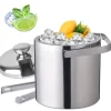 Ishink, 1,3 L dubbelväggad isolerad, rostfritt stål, silver, med is-tång och lock