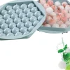 Iskubbricka med lock, babygröt, frysbehållare, 37 iskuber, iskubbrickor, iskubbricka för babygröt, fruktig iskubmaskin (blå)