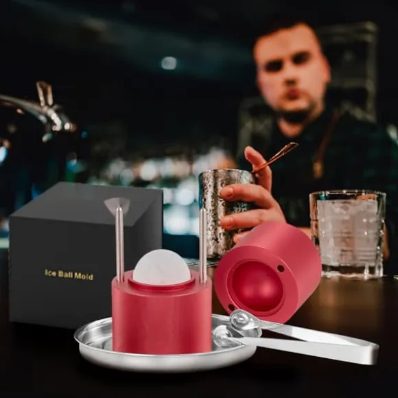 Iskula Press, 2,4" Iskula Maker, Aluminium Iskula Press Kit för 60 mm Iskula, med tång och droppbricka, för whisky & cocktails.