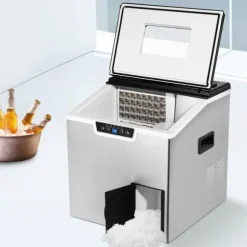 Ismaskin - 2‑i‑1 Iskross & Isbitsmaskin - 150–180 W - Automatisk rengöring - Luftkyld - LCD‑display - Silver