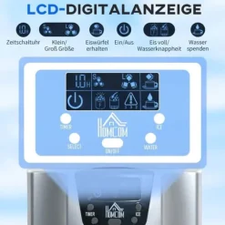 Ismaskin 12 kg/24 h, 9 isbitar på 6–10 min, 2 L tank, LCD, silver