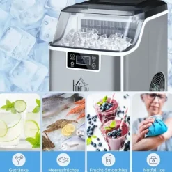 Ismaskin 20 kg/24 h, 2,3 L, 3,2 L tank, auto-rengöring, rostfritt, 25,2×36×37,1 cm