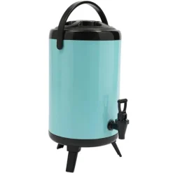 Isolerad dryckesbehållare - Dryckesdispenser med kran - Rostfritt stål 201 - För varm & kall - 10 L (ca 8 L) - 24×33 cm - Himmelsblå