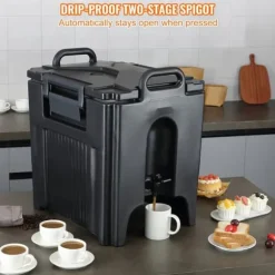 Isolerad dryckesdispenser, 10 gallon, livsmedelsklassad LL9450UP för varma/kalla drycker, termisk med tvåstegs kranhandtag.