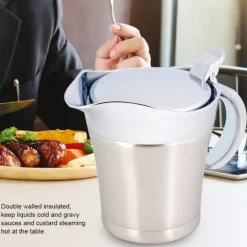 Isolerad såsbåt i rostfritt stål - dubbelvägg, termisk, 450 ml (liten)