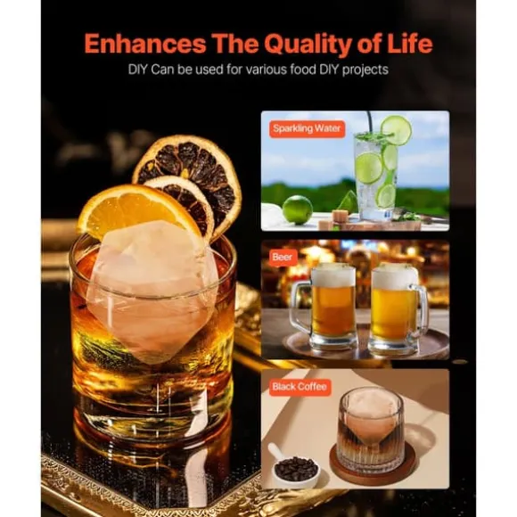 Ispress med diamantslipning, Isbollstillverkare, Whisky- och drinkkit, Hög kvalitet, Perfekt för cocktails