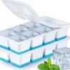 Istärningsform med Lock - 2-pack - Silikon & BPA-fri - Staplningsbar - Blå